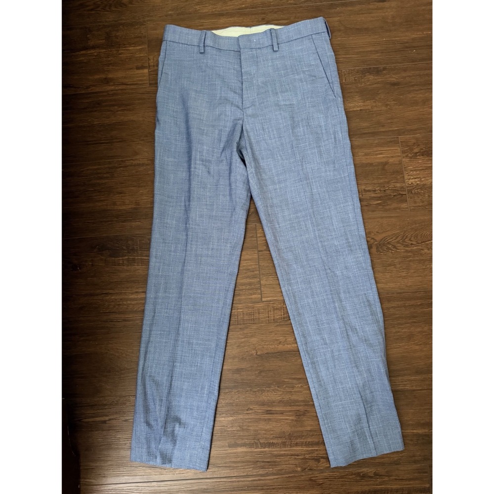 Murano Alex Fit Mens 30x30 Light Blue Heathered Flat Front Dress Pants Trousers